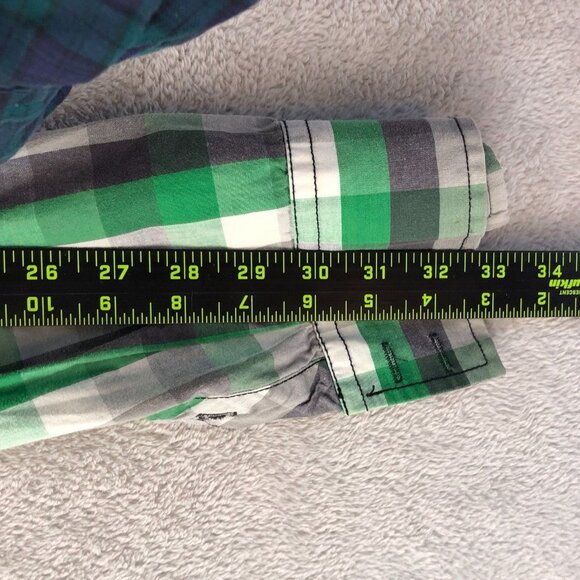 Eighty Eight Mens Shirt Large Long Sleeve Green Plaid Button-Up Casual Western - Picture 6 of 10